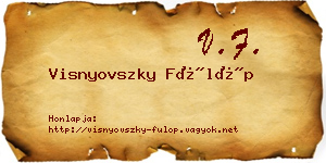 Visnyovszky Fülöp névjegykártya